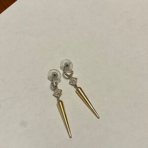 Stella & Dot GoldTone Spike Drop Earrings with Crystal Links